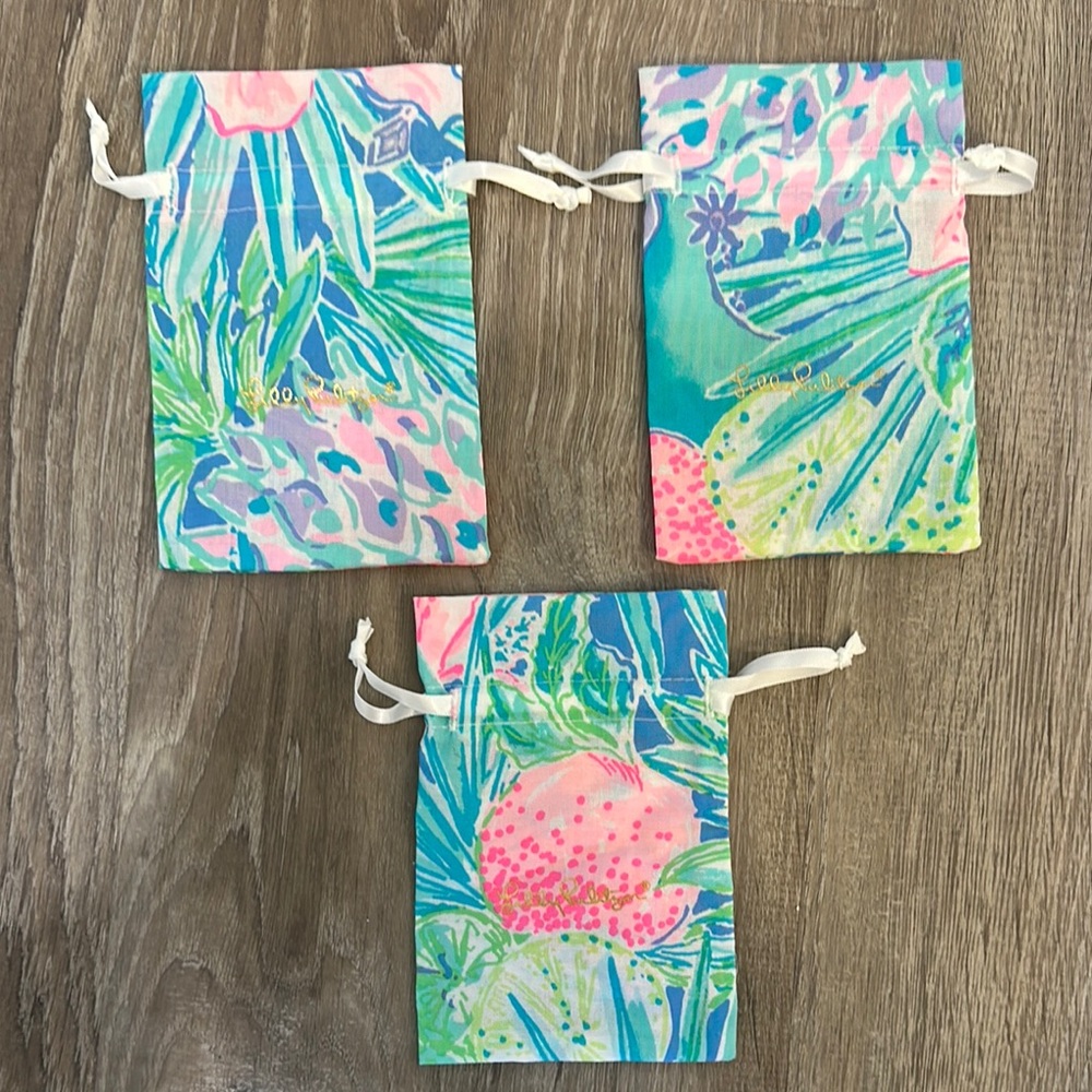 Lilly Pulitzer Tropical Print Pouches - Pink, Blue, Green